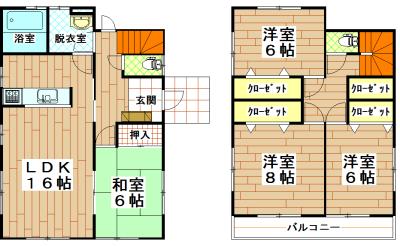 Floor plan. 34,500,000 yen, 4LDK, Land area 169.96 sq m , Building area 105.16 sq m