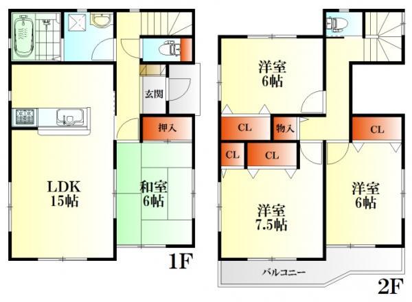 Floor plan. 27,900,000 yen, 4LDK, Land area 198.23 sq m , Building area 96.79 sq m