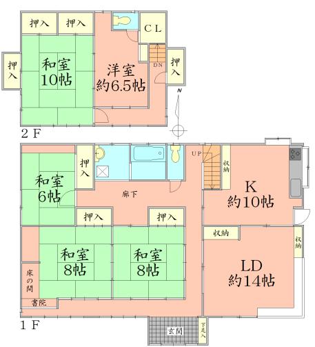Floor plan. 34,800,000 yen, 5LDK, Land area 519.02 sq m , Building area 181 sq m