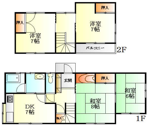 Floor plan. 7 million yen, 4DK, Land area 456.65 sq m , Building area 72.45 sq m