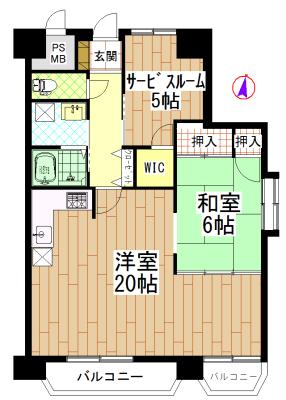 Floor plan. 1LDK+S, Price 21,800,000 yen, Occupied area 69.78 sq m , Balcony area 8.03 sq m