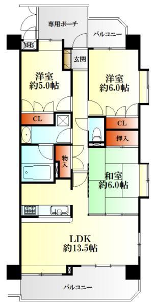 Floor plan. 3LDK, Price 26,800,000 yen, Occupied area 70.14 sq m , Balcony area 14.29 sq m
