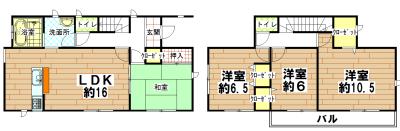 Floor plan. 25,800,000 yen, 4LDK+S, Land area 213.25 sq m , Building area 105.99 sq m