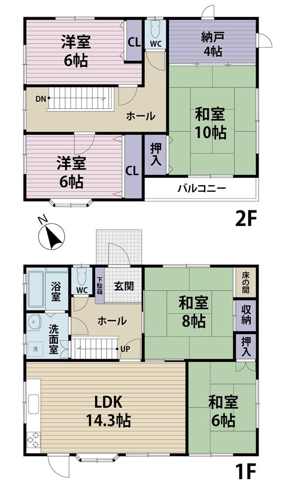 Floor plan. 29,800,000 yen, 5LDK + S (storeroom), Land area 416.52 sq m , Building area 128.34 sq m