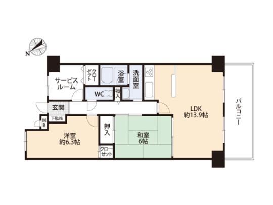 Floor plan. 2LDK, Price 14.8 million yen, Occupied area 66.08 sq m , Balcony area 9.9 sq m floor plan