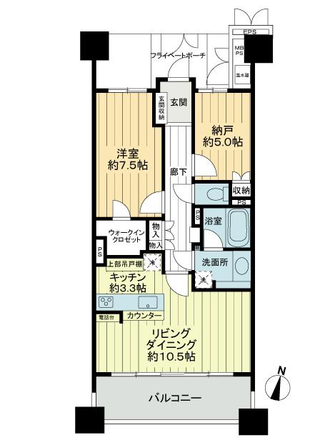 Floor plan. 1LDK + S (storeroom), Price 24,800,000 yen, Occupied area 63.99 sq m , Balcony area 10.8 sq m 1SLDK