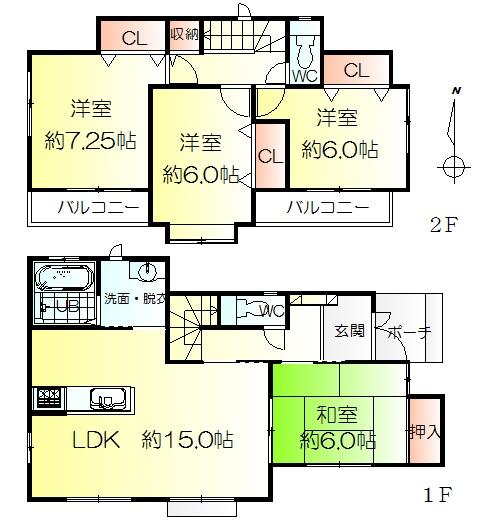 Floor plan. 19.6 million yen, 4LDK, Land area 115 sq m , Building area 96.87 sq m