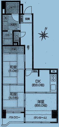 Floor plan. 3DK + S (storeroom), Price 10.8 million yen, Occupied area 59.84 sq m , Balcony area 3.24 sq m