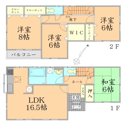 Floor plan. 33,500,000 yen, 4LDK + S (storeroom), Land area 175.61 sq m , Building area 105.99 sq m