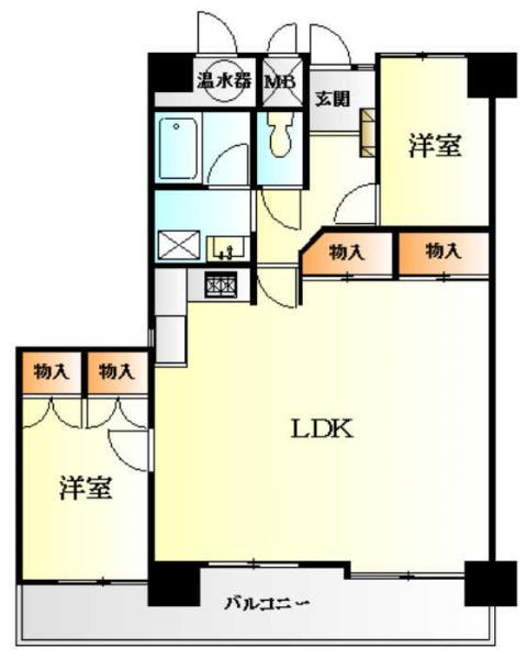 Floor plan. 2LDK, Price 11.2 million yen, Occupied area 74.06 sq m , Balcony area 12.22 sq m