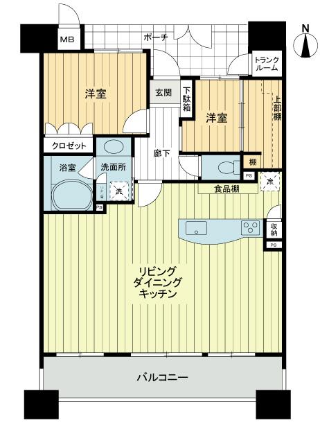 Floor plan. 2LDK, Price 26,800,000 yen, Occupied area 77.78 sq m , Balcony area 16.2 sq m 2LDK
