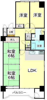 Floor plan. 4LDK, Price 14.8 million yen, Occupied area 82.21 sq m , Balcony area 8.16 sq m