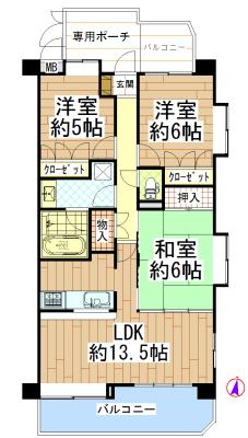 Floor plan. 3LDK, Price 26,800,000 yen, Occupied area 70.14 sq m , Balcony area 14.29 sq m