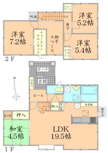 Floor plan. 24,800,000 yen, 4LDK + S (storeroom), Land area 345.4 sq m , Building area 107.65 sq m
