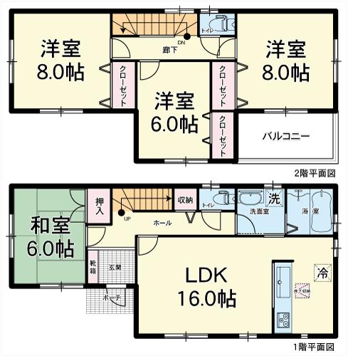 Floor plan. (1 Building), Price 32 million yen, 4LDK, Land area 155.59 sq m , Building area 105.99 sq m