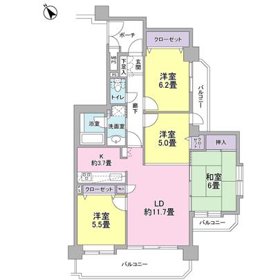 Floor plan. Three-sided balcony]  [Pouch]  [trunk room