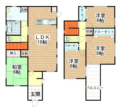 Floor plan. 32,800,000 yen, 4LDK, Land area 195.99 sq m , Building area 110.95 sq m