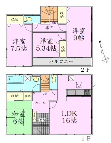 Floor plan. 29.6 million yen, 4LDK, Land area 170.99 sq m , Building area 105.16 sq m