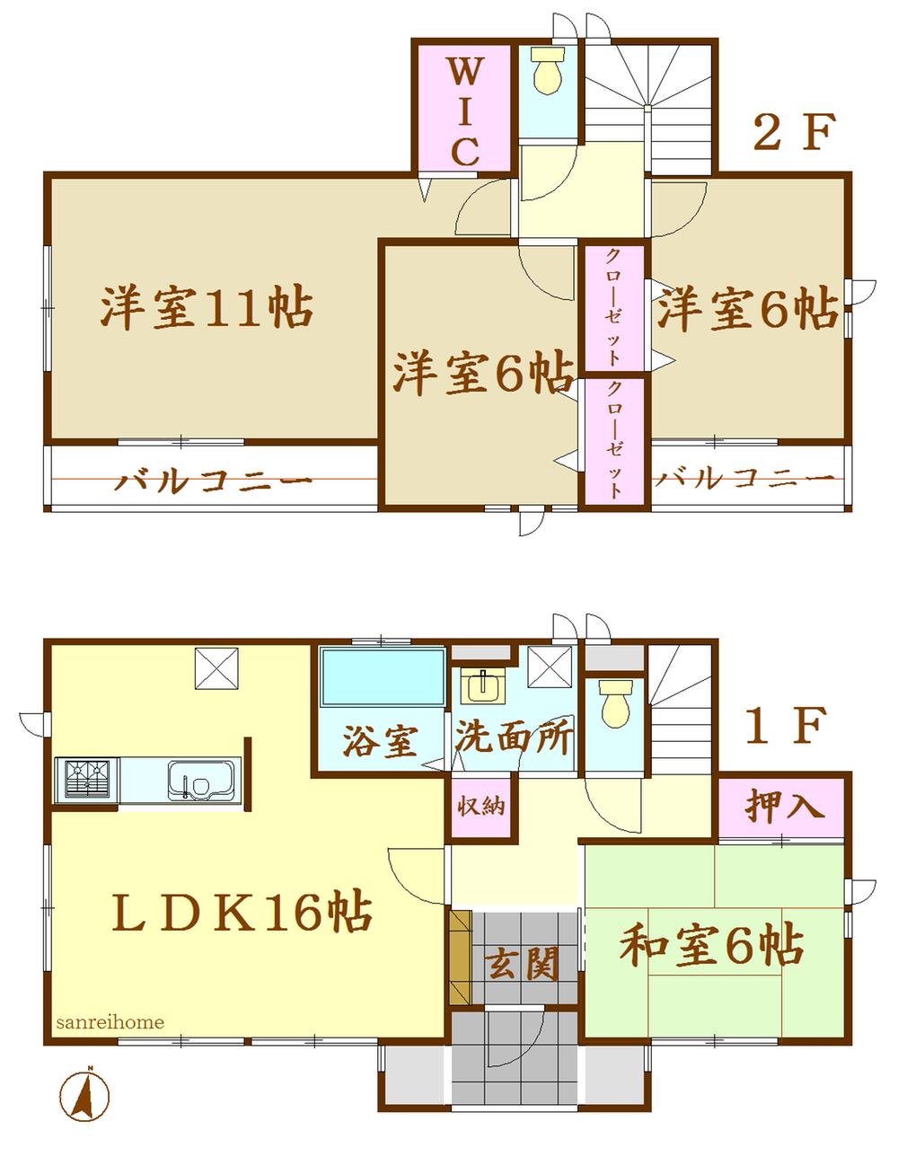 Floor plan. 24,800,000 yen, 4LDK, Land area 235.77 sq m , Building area 105.99 sq m