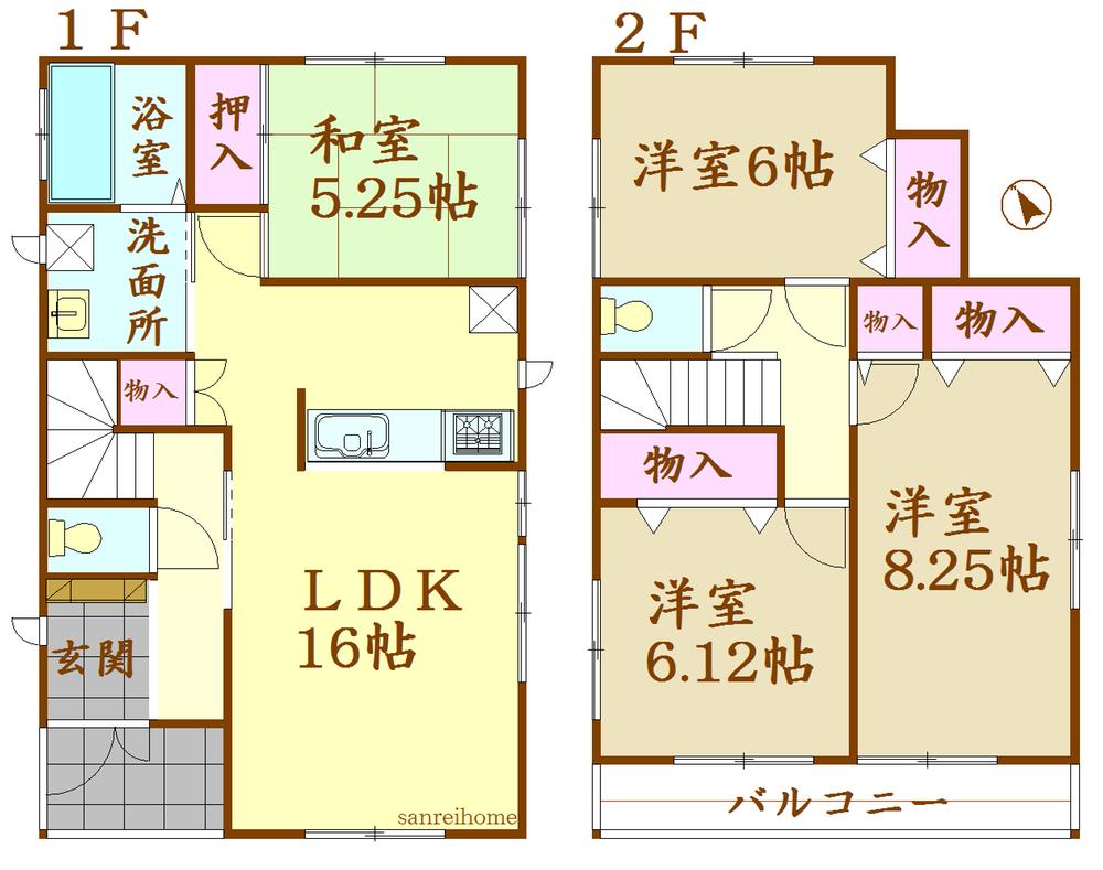 Floor plan. 25,800,000 yen, 4LDK, Land area 134.91 sq m , Building area 99.99 sq m