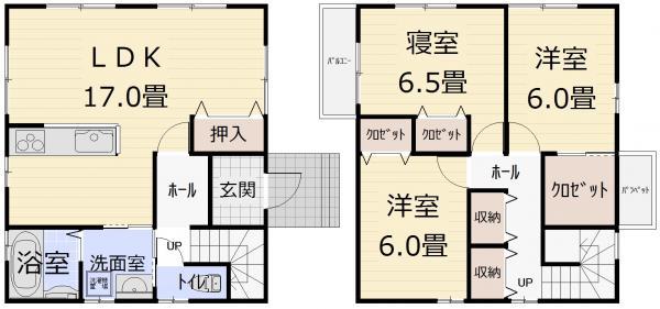 Floor plan. 19,800,000 yen, 3LDK, Land area 216.78 sq m , Building area 92.74 sq m
