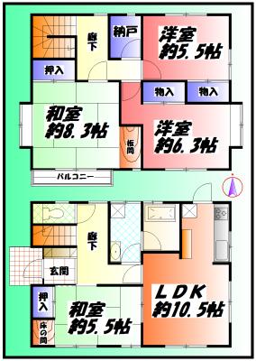 Floor plan. 16.8 million yen, 4LDK + S (storeroom), Land area 233.36 sq m , Building area 103.51 sq m