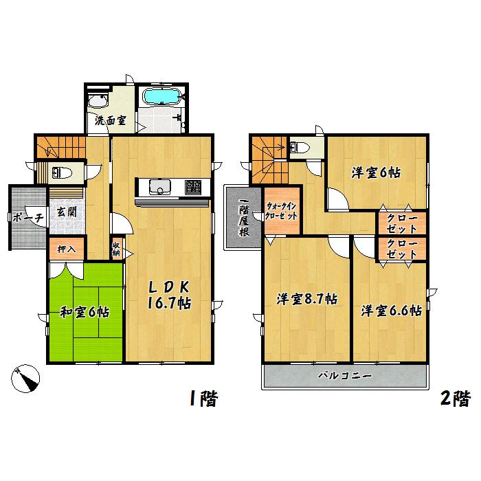 Floor plan. 25,800,000 yen, 4LDK, Land area 169.56 sq m , Building area 105.16 sq m Izumi-ku Tenjinzawa Phase 2 Building 2