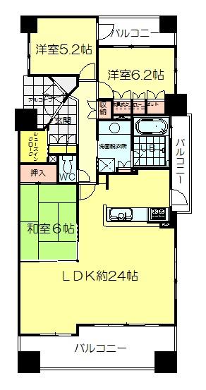 Floor plan. 3LDK, Price 32,800,000 yen, Occupied area 92.42 sq m , Balcony area 20.4 sq m