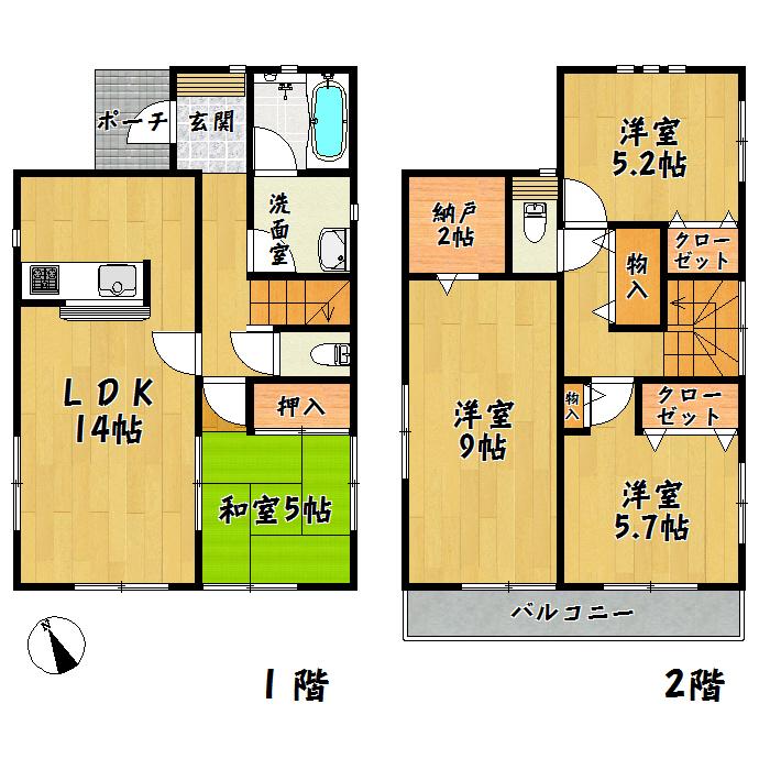 Floor plan. 23,900,000 yen, 4LDK + S (storeroom), Land area 149.79 sq m , Building area 95.17 sq m Izumi-ku tsurugaoka first ・ 1 Building