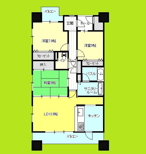Floor plan. 3LDK, Price 23,700,000 yen, Footprint 78.9 sq m , Balcony area 14.68 sq m