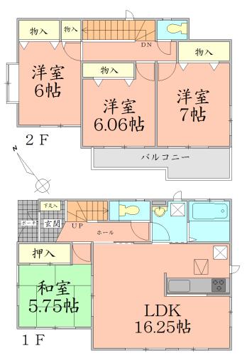 Floor plan. 27,800,000 yen, 4LDK, Land area 129.02 sq m , Building area 98.74 sq m