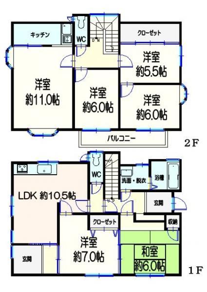 Floor plan. 25.6 million yen, 6LDK, Land area 238.83 sq m , Building area 130.02 sq m