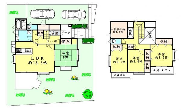 Floor plan. 34,800,000 yen, 4LDK+S, Land area 232.4 sq m , Building area 126.6 sq m