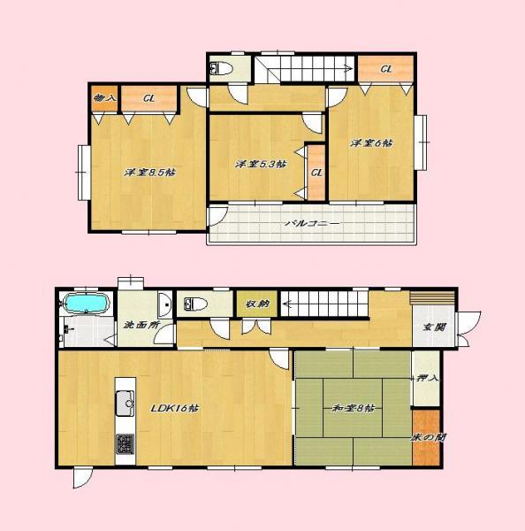Floor plan. 27,800,000 yen, 4LDK+S, Land area 244.53 sq m , Building area 110.95 sq m