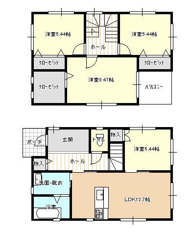 Floor plan. 27.5 million yen, 4LDK, Land area 204.64 sq m , Building area 97 sq m