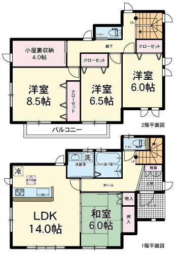 Floor plan. (No. 5 locations), Price 27,800,000 yen, 4LDK+S, Land area 176.2 sq m , Building area 107.65 sq m