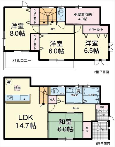 Floor plan. (6 Building), Price 27,800,000 yen, 4LDK, Land area 172.93 sq m , Building area 103.91 sq m