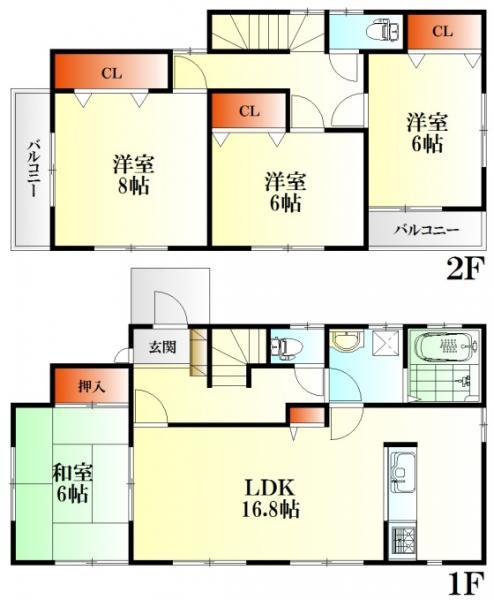 Floor plan. 30.5 million yen, 4LDK, Land area 151.7 sq m , Building area 105.16 sq m