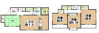 Floor plan. 22.5 million yen, 4LDK, Land area 142.62 sq m , Building area 98.53 sq m