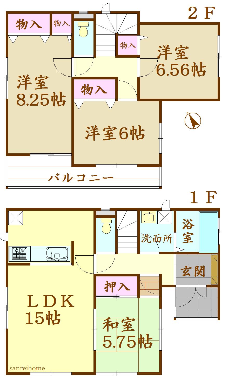 Floor plan. 28.5 million yen, 4LDK, Land area 130.53 sq m , Building area 98.33 sq m