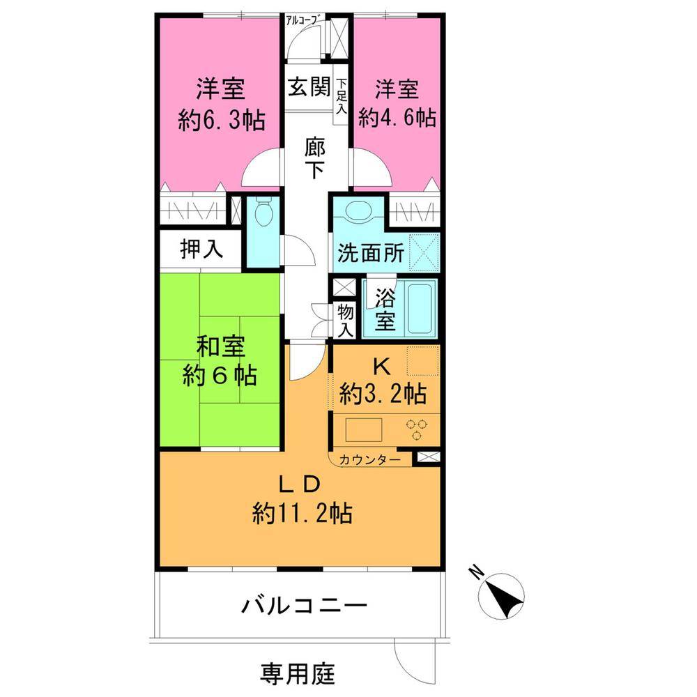 Floor plan. 3LDK, Price 19.9 million yen, Occupied area 70.98 sq m , Balcony area 8.81 sq m