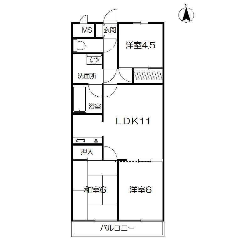 Floor plan. 3LDK, Price 15 million yen, Footprint 60.5 sq m , Balcony area 7.74 sq m