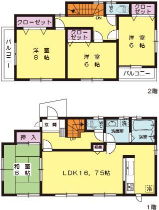Floor plan. (Building 2), Price 30.5 million yen, 4LDK, Land area 151.7 sq m , Building area 105.16 sq m