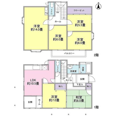 Floor plan.  [Floor plan]  ◆ Mato is 6LDK type. There is a mini kitchen on the second floor west Western-style
