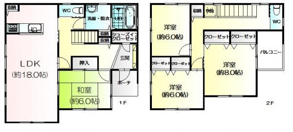 Floor plan. 32,800,000 yen, 4LDK, Land area 156.74 sq m , Building area 116.76 sq m