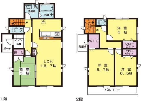 Floor plan. (Building 2), Price 25,800,000 yen, 4LDK, Land area 169.56 sq m , Building area 105.16 sq m