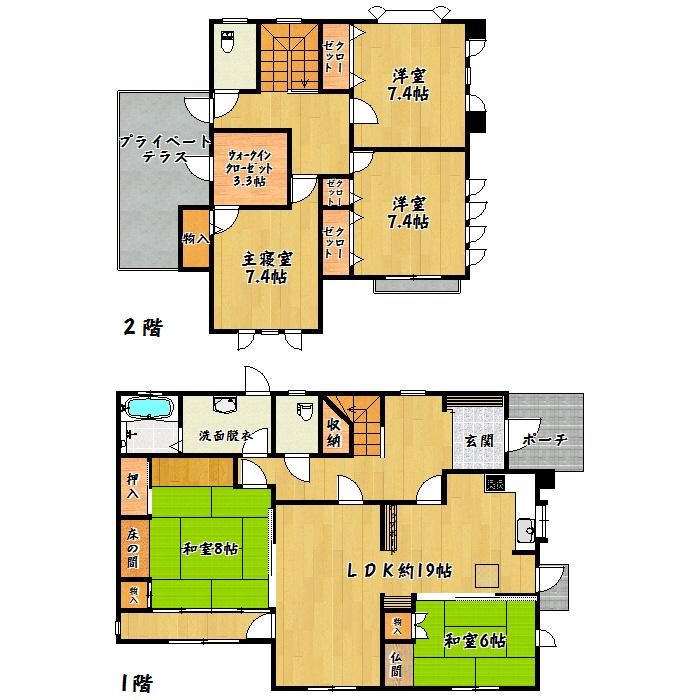 Floor plan. 39,800,000 yen, 5LDK + S (storeroom), Land area 269.9 sq m , Building area 161.22 sq m Akaishiminami ・ Existing home