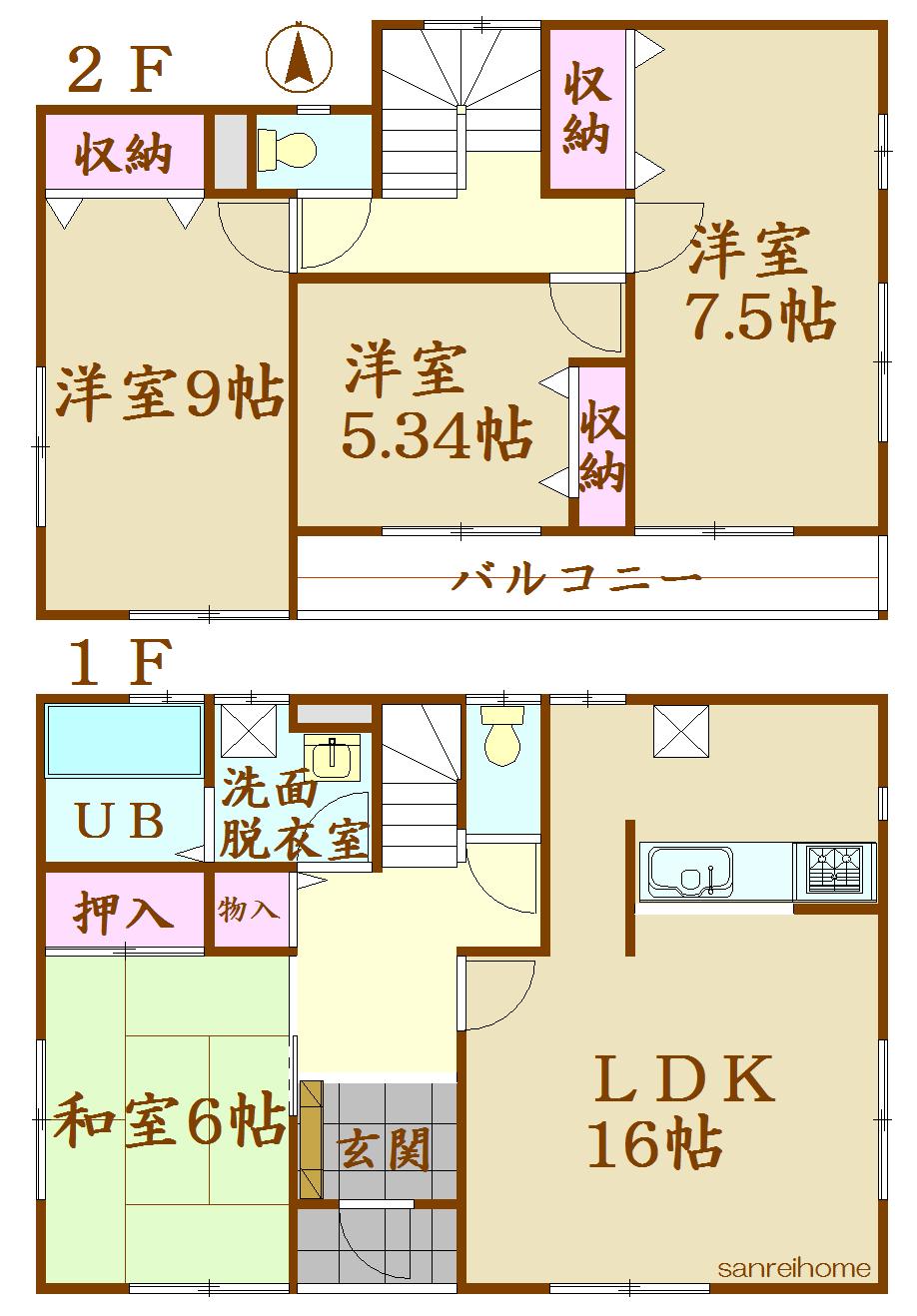 Floor plan. 27,800,000 yen, 4LDK, Land area 171.13 sq m , Building area 105.16 sq m