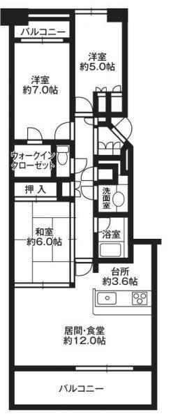 Floor plan. 3LDK, Price 25 million yen, Occupied area 76.23 sq m , Balcony area 13.62 sq m