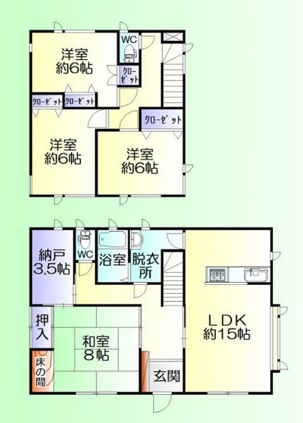 Floor plan. 19.6 million yen, 4LDK+S, Land area 207.36 sq m , Building area 111.78 sq m